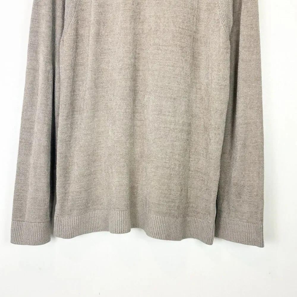 Barefoot Dreams CozyChic Ultra Lite Men's V-Neck Pullover M Taupe Beige Sweater